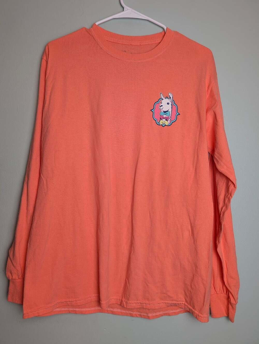 Benny & Belle Southern Charmer Llama Long Sleeve T-Shirt Size M Coral